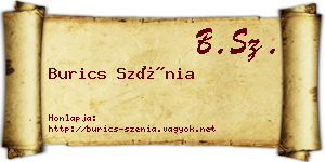 Burics Szénia névjegykártya
